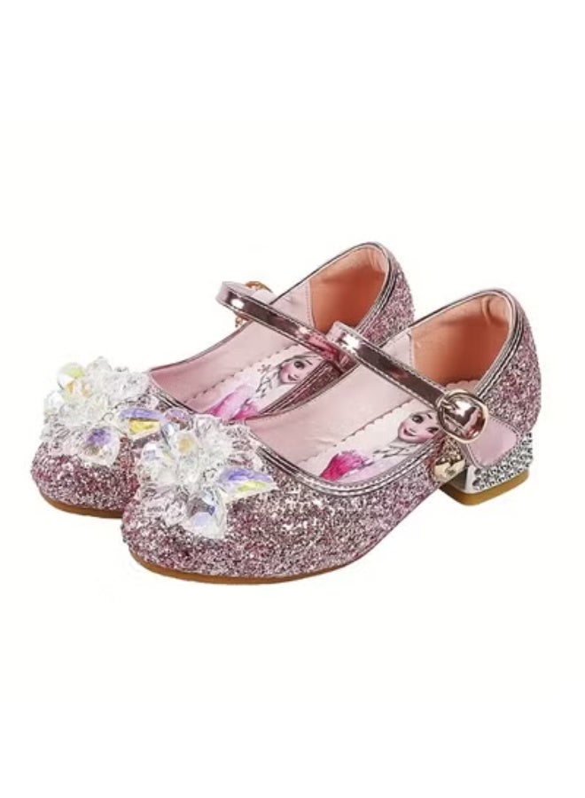 Sparklepals Elsa Princess Soft Sole Dance Performance Shoes PU Leather Single Shoe, Perfect for Role Playing, Great Holiday Gift - Image 1